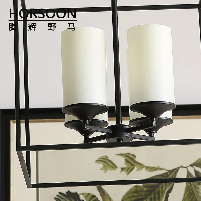 Teng Hui Mustang Nordic American Iron chandelier rustic simplicity square glass dining room den bar table | Аксессуары для одежды