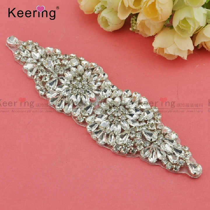 

High Quality Shiny Beaded Crystal Applique For Bridal Dress Decoration WRA-365