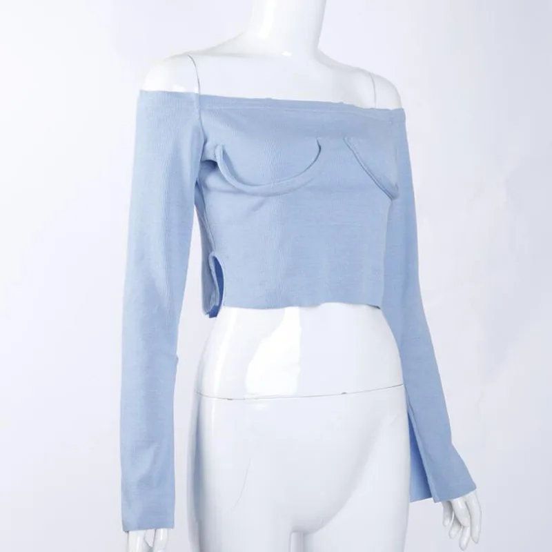 2017 Осень Новый сексуальный с открытыми плечами расклешенный рукав эластичный