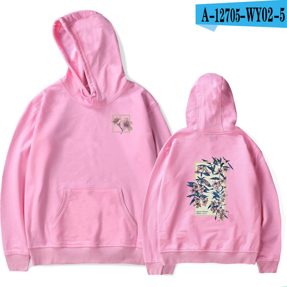 pink Шон Мендес цветок толстовки для женщин мужчин повседневное Весна Sweatshier китайской живописи Harajuku топы корректирующие Kpop негабаритных - Цвет: pink
