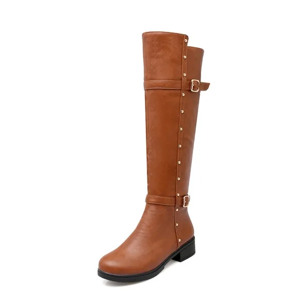S. Romance/Большие размеры 34-43, женские ботинки женская обувь до колена на квадратном каблуке с круглым носком женские зимние ботинки черный, белый, серый цвет, SB324