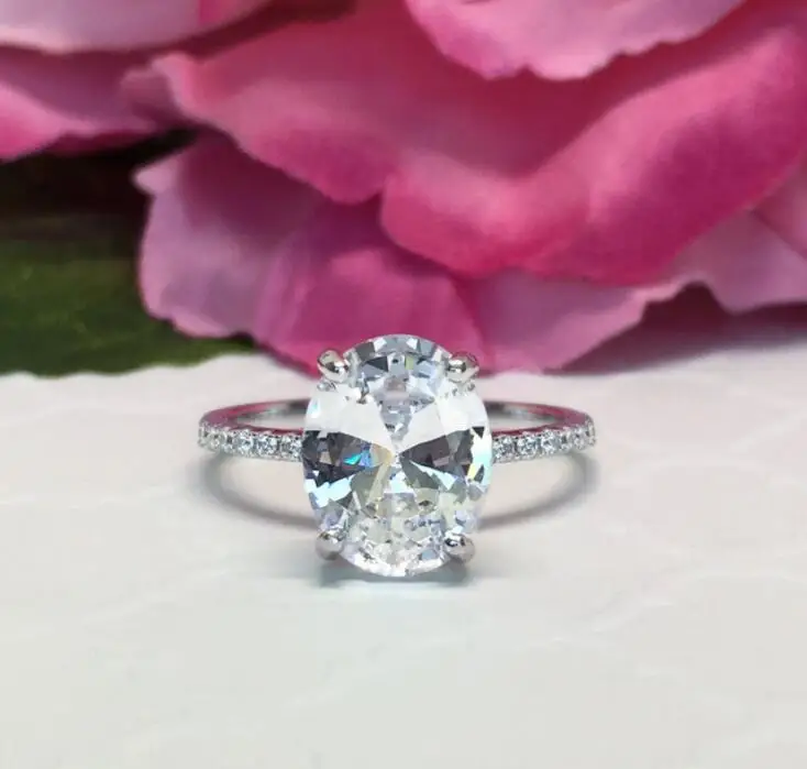 silver Utimtree, Хит, серебряный цвет, Изысканный Bijoux, модный Овальный Кристалл обрачальные кольца, помолвка, кольцо с кубическим цирконием, кольца, ювелирные изделия - Цвет основного камня: silver