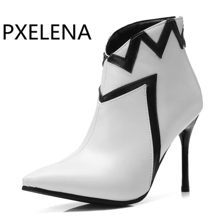 Модные сексуальные женские ботильоны PXELENA 2018 женская обувь с острым носком на