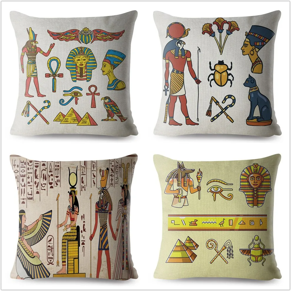 Мультфильм костюмы египетского фараона Тотем чехол для подушки с принтом