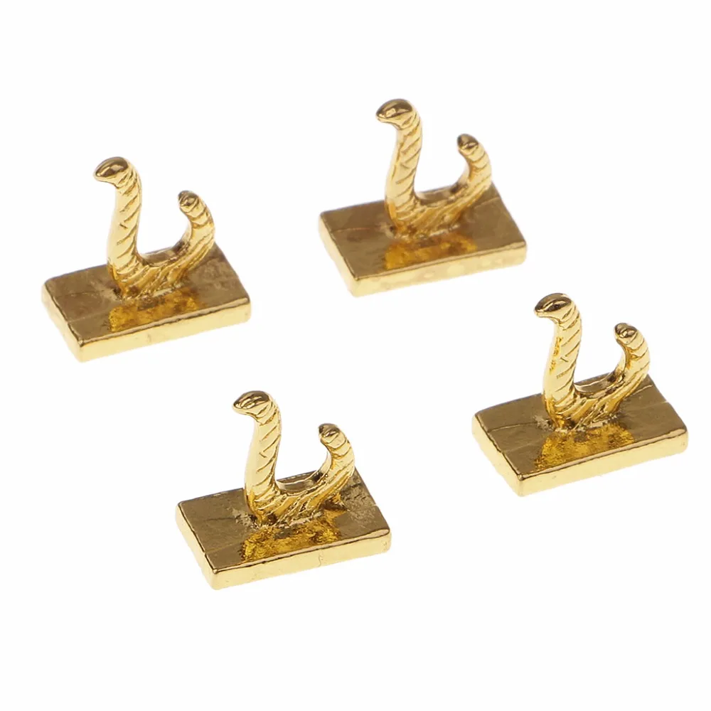 

Pack of 4 Pieces 1:12 Dollhouse Miniatures Gold Metal Hook Hanger