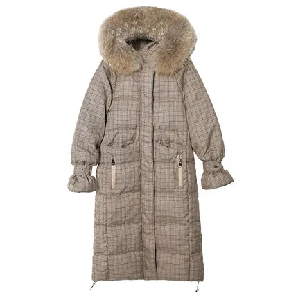 Abrigos mujer invierno зимняя стеганая куртка для женщин, теплое толстое длинное стеганое пальто, женское Свободное пальто в клетку, верхняя одежда LX436
