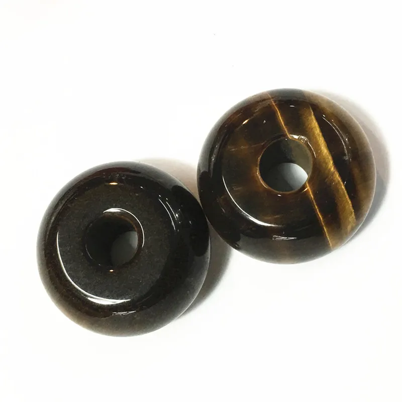 Tiger eye stone Новинка! Модные высококачественные плоские большие бусины из натурального камня 30 мм, опал, круглая форма, большое отверстие для браслета, 4 шт - Цвет: Tiger eye stone