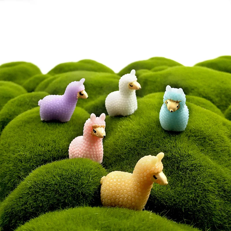 5pcs Sheep Alpaca Miniature figurine cartoon animal 3D model fairy garden Resin Craft home decoration DIY accessories | Дом и сад