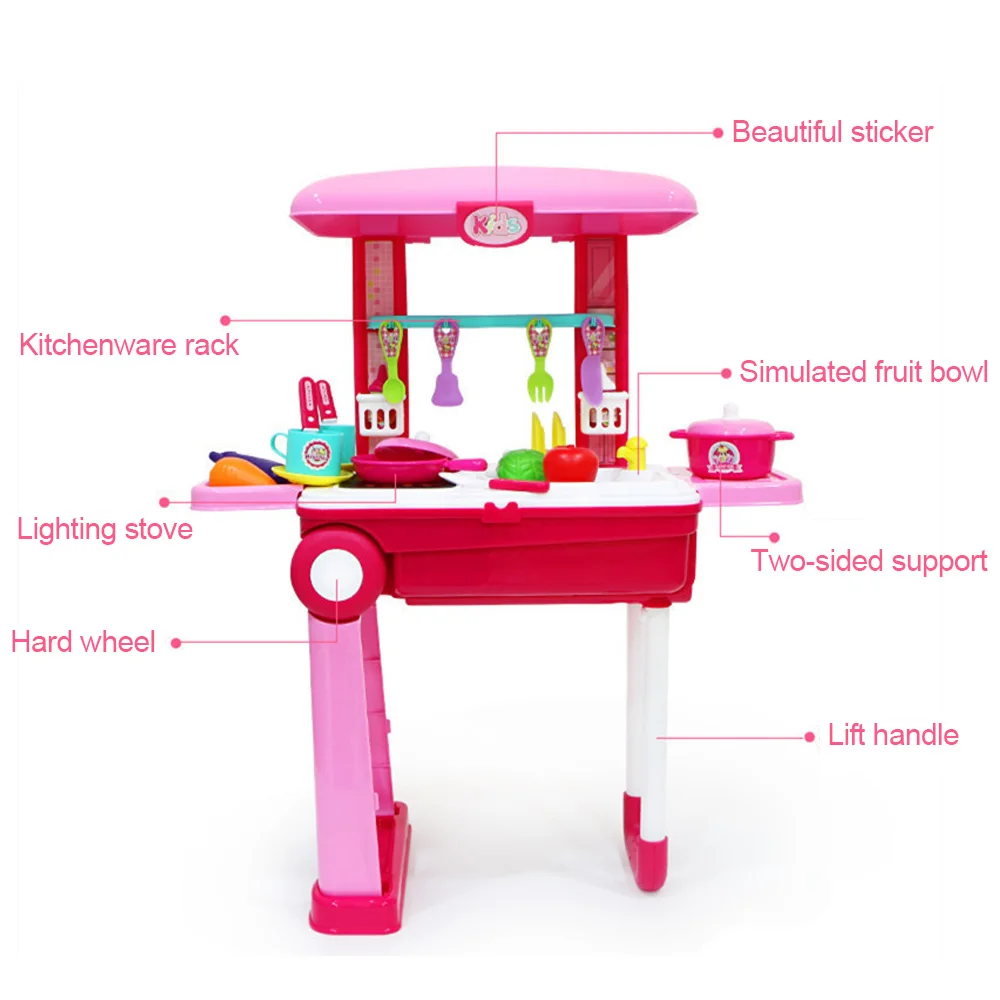 Kids Portable Early Educational Toy Kitchenware Tool Make Up Miniature Pretend Play House Toys Suitcase Set | Игрушки и хобби