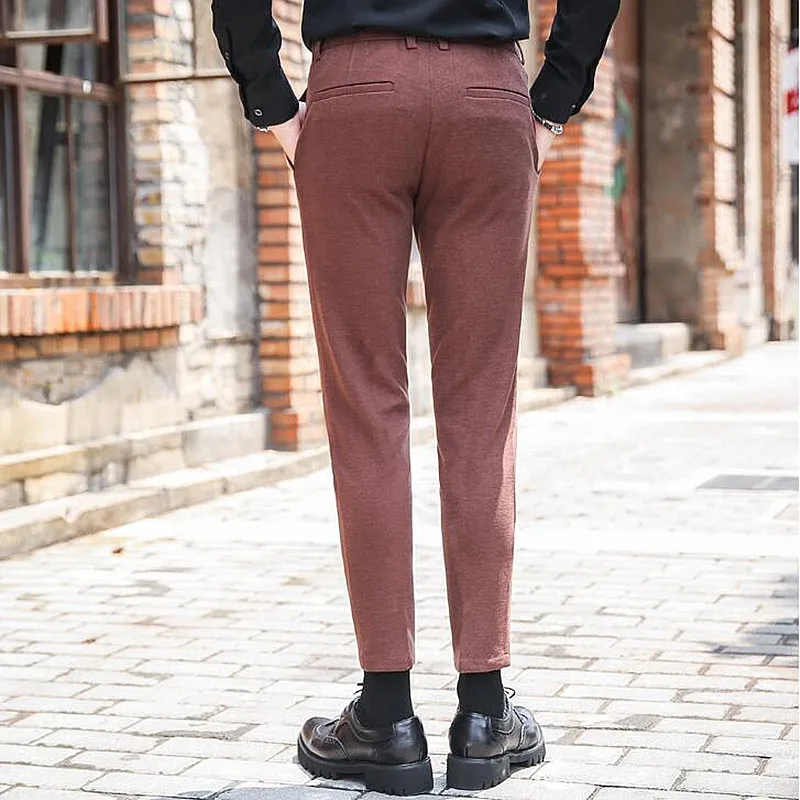 Мужские классические брюки черные штаны кофейного цвета узкие повседневные