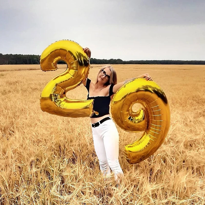 32 дюйма Золотой Серебряный номер Folie Ballonnen для взрослых 30 украшения дня рождения