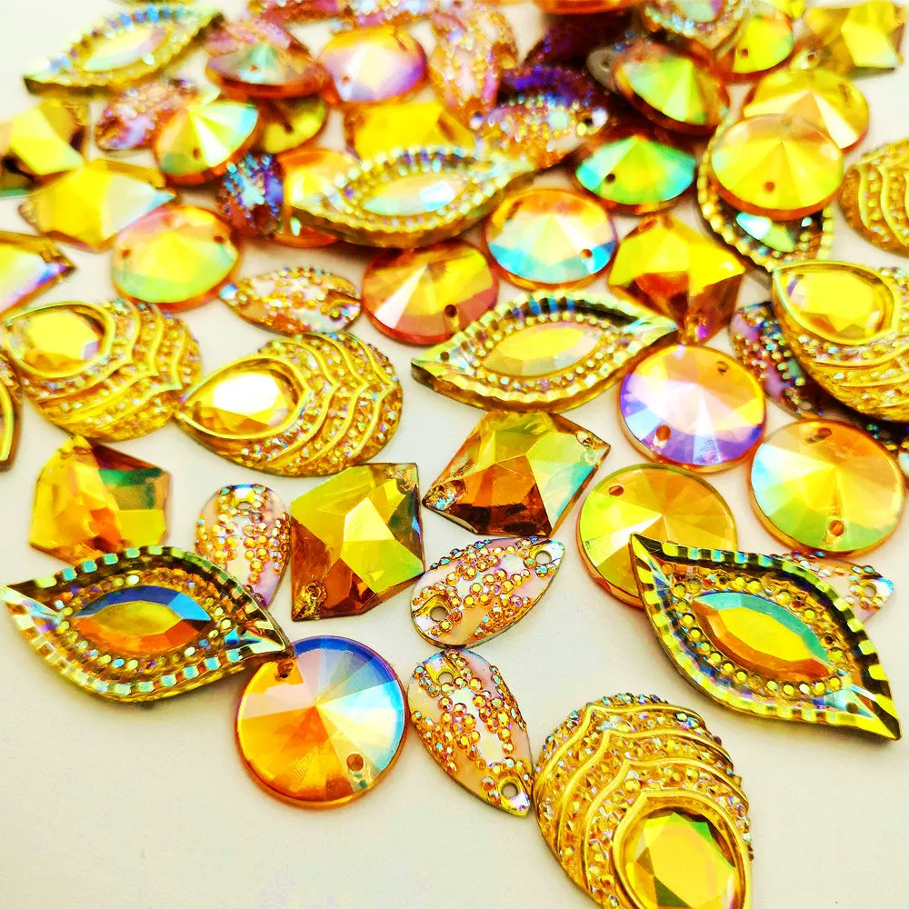 150 шт. приятный смешанный желтый Одежда декор декоративные камни и кристаллы diy
