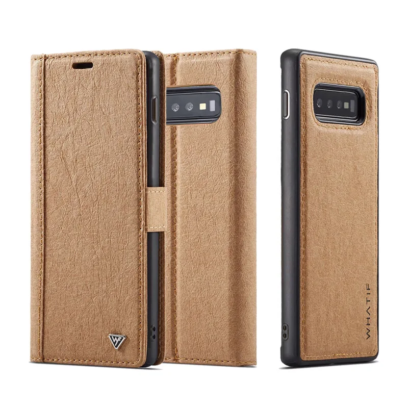 Brown Чехол с откидной крышкой для samsung Примечание 10 S10e S10 S9 S8 плюс крафт-бумага класса люкс сумка для ноутбука искусственная(-ый) искусственной кожи чехол для Galaxy S7 Edge Note 8, 9 - Цвет: Brown