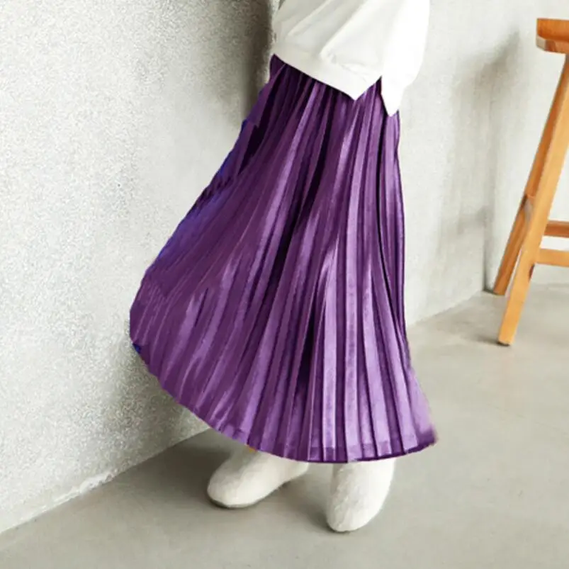 purple girls skirts Сезон весна-осень-зима; юбка-пачка принцессы для девочек-подростков детская одежда длинная Плиссированная юбка для девочек Детский костюм; JW4483 - Цвет: purple girls skirts