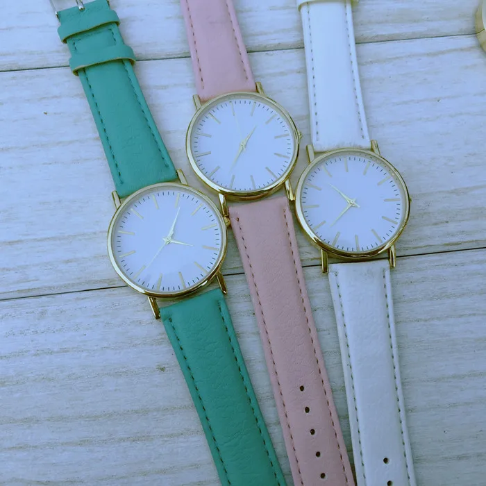Часы с кожаным ремешком женские кварцевые часы розового цвета 6 видов цветов 2015 |