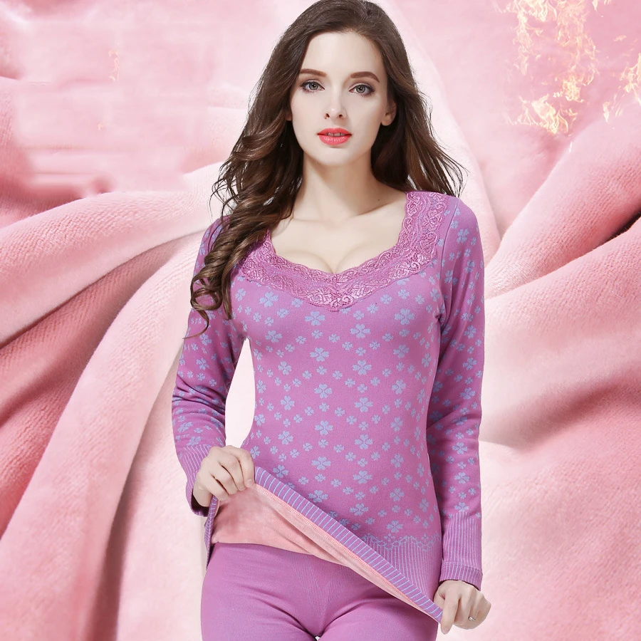 New Warm Thermal Underwear Women Thickening Winter Clothes Round Collar Long Johns womens beautiful body winter clothing Set | Женская
