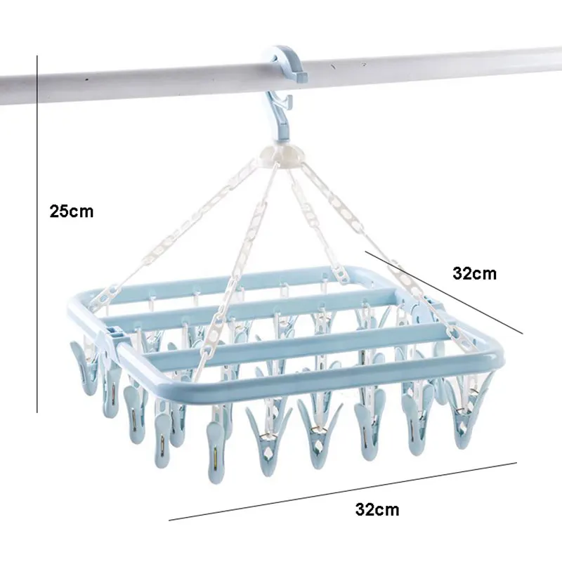 

32 Clip Multifunction Folding Drying Rack Underwear Socks Clip Dual Hangers Hook Rack Home Hanger Laundry Tools Hanging Clothes