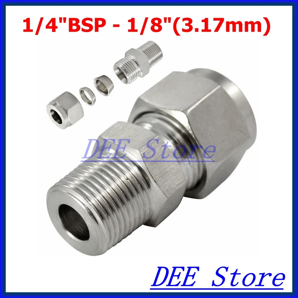 4 шт. 1/4 &quotBSP x 1/8&quot (3 17 мм) двойной наконечник трубы фитинги резьбовой разъем из