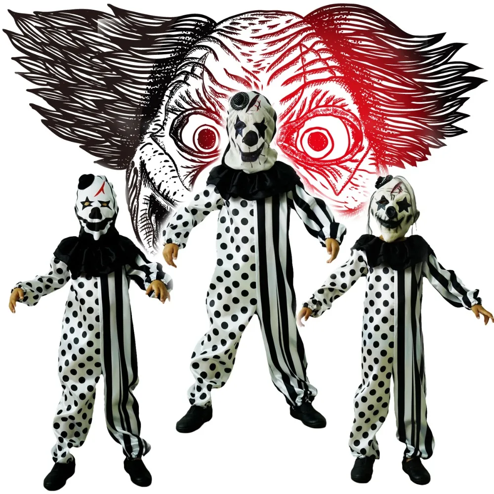 

DSPLAY Boy's Clown Costume Boy's Horror Jumpsuit For Halloween Party Boys Suit