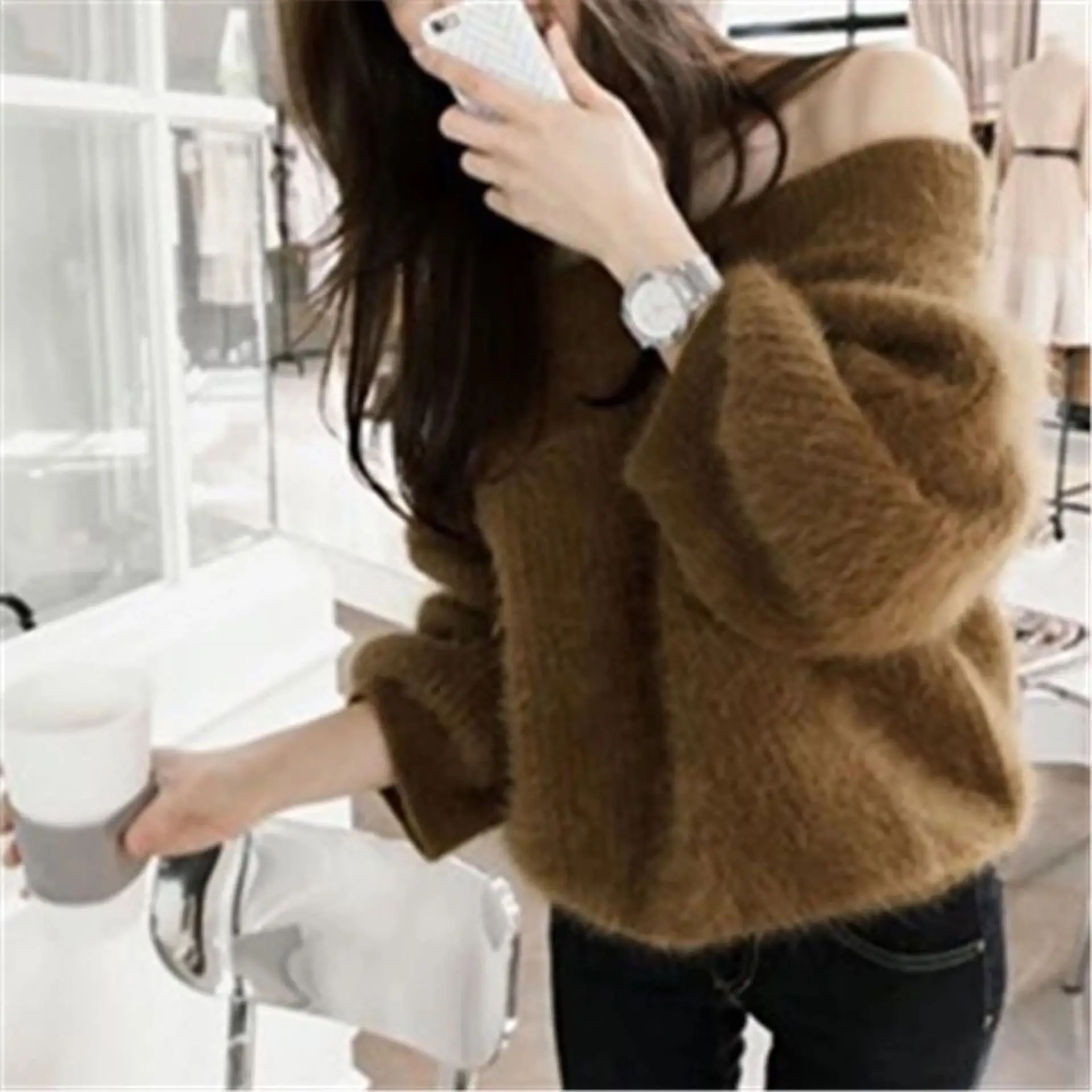 New Style Women Sweaters Slash Neck Lantern Sleeve Knitted Pullover Off Shoulder Female Jumper | Женская одежда