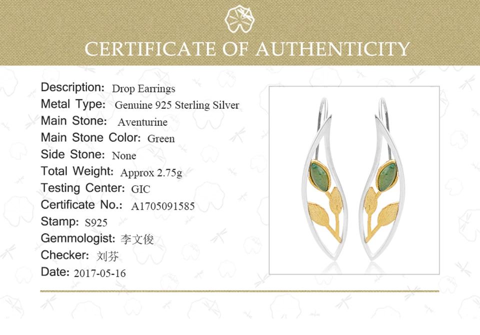 Lotus Fun Moment Настоящее 925 пробы серебро натуральный творческий ручной работы модные ювелирные изделия Весна в воздухе листья Висячие серьги для женщин