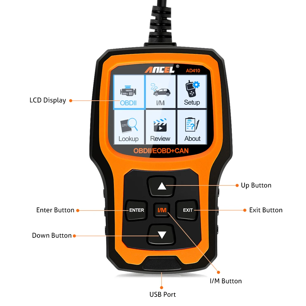 Автомобильный сканер Ancel AD410 OBD2 диагностический инструмент для автомобиля