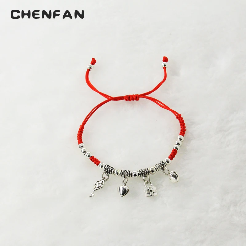 CHENFAN, мужской браслет, Красная Нить, браслет, колокольчик, подвеска, красная веревка, ручная работа, плетеный браслет для женщин, ювелирные изделия, подарки для женщин