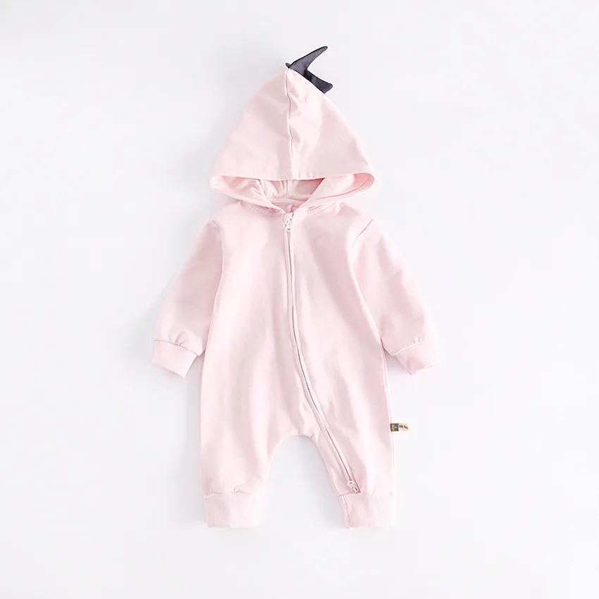 Милые bebes комбинезон динозавров форма с капюшоном комбинезон для новорожденных и одежда для малышей розовый/серый мода детские комбинезоны
