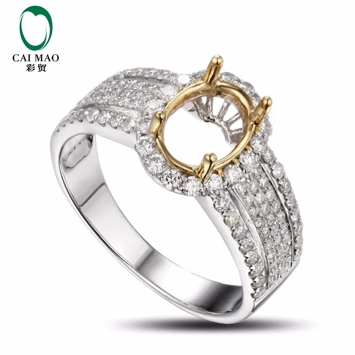 CaiMao овальным вырезом кольцо Маунт Semi Настройки и 0.68ct АЛМАЗ 18 К белого и желтого золота драгоценных камней Обручение кольцо Fine ювелирные изделия
