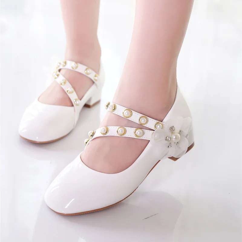 Children's Shoes Spring And Autumn Of The Girl's Little High Heels Princess Shoes 100 Flowers Student Shoes Wholesale