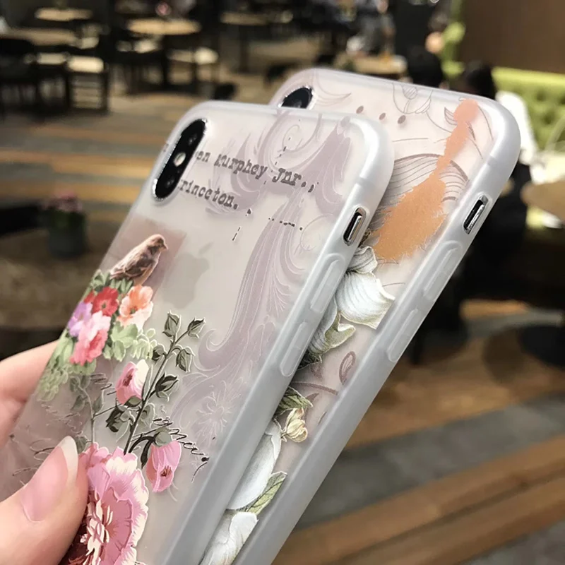 Силиконовый чехол VBNM для iPhone 7 8 Plus XS Max XR чехлы с цветочным принтом X 6 6S 5 SE мягкий из
