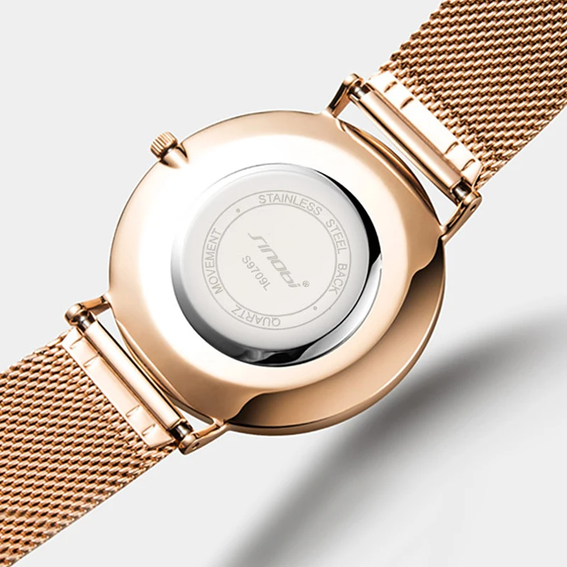 SINOBI 6 мм Ультра тонкие женские часы 2019 из нержавеющей стали с сетчатым ремешком
