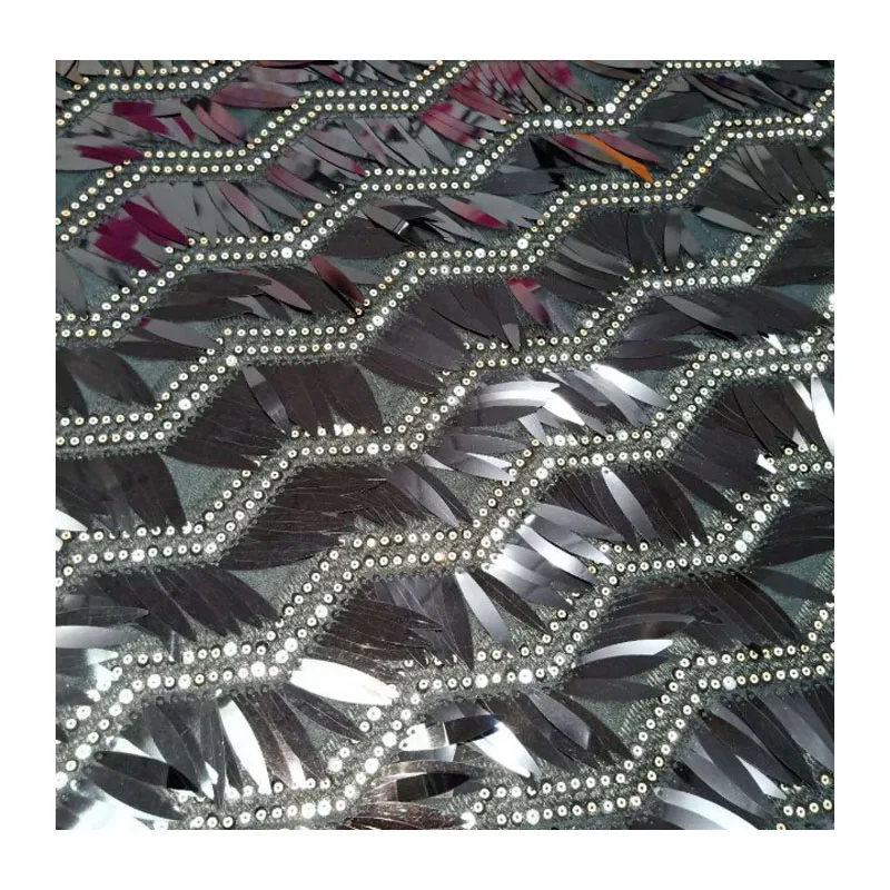 GLace 1 ярд/лот 100% полиэстер модная черная блестящая ткань вышивка кружева текстиль