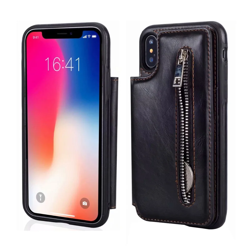 Роскошный чехол кошелек для iPhone X 6 6S 7 8 Plus SE 2020 с держателем карт кожаный накладка