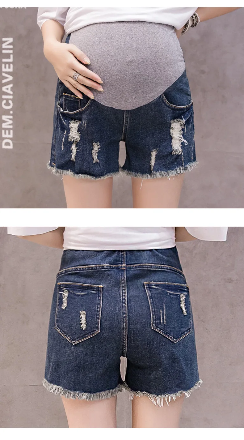 Подростковая одежда для беременных летние джинсовые шорты Premama рваные джинсы