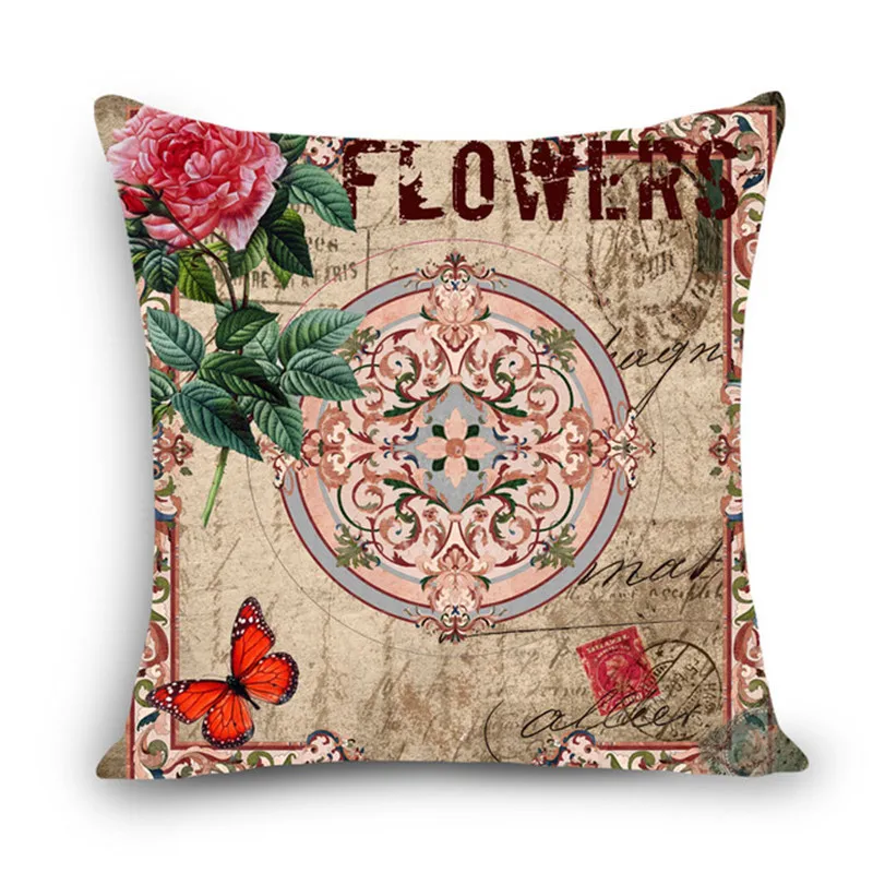 Тканый хлопковый Чехол на подушку с объемными цветами розами и бабочками