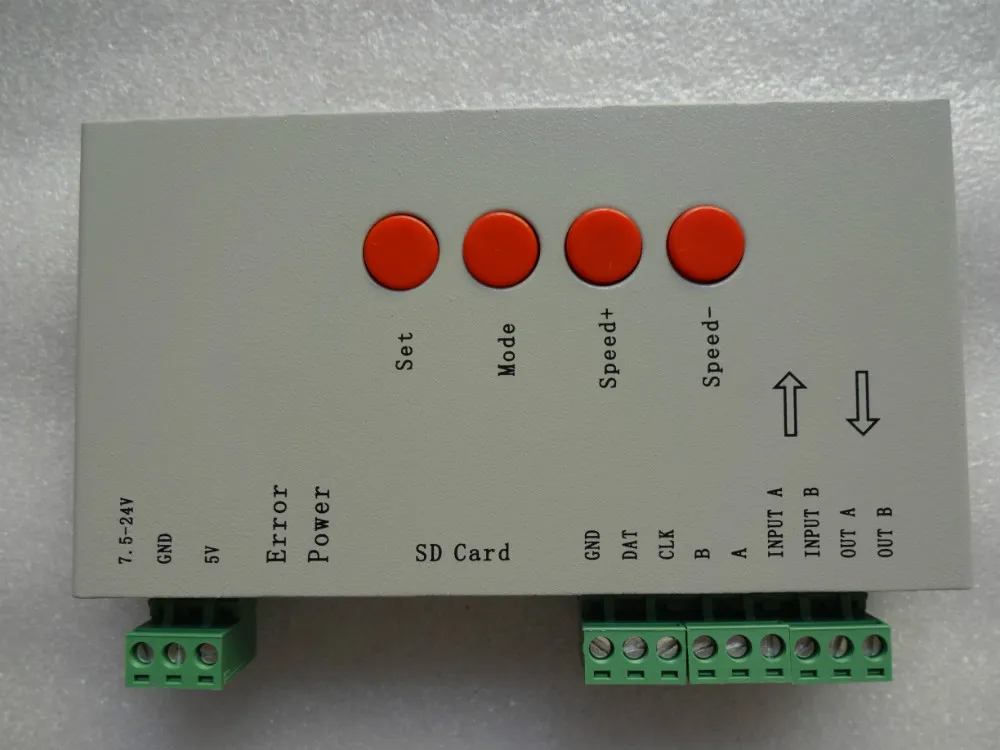 

T-1000S LED sd-карта pixel контроллер; B тип; Поддержка TLS3001 IC; DC5-24V вход; выход сигнала SPI