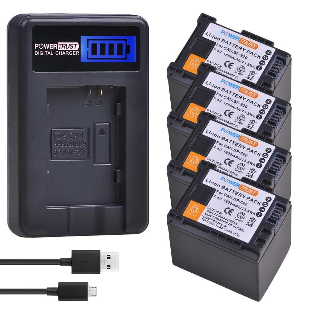 4 шт. BP 820 BP820 литий ионная батарея и USB зарядное устройство для Canon VIXIA GX10 HFG20 HF G21 HFG30