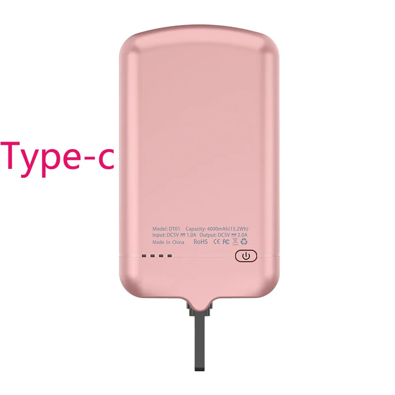 Type-c rosy Для iPhone 6 7 8 Plus X 4000 мАч внешний чехол-батарея для телефона Мощность банка для samsung S8 S9 huawei LG Xiaomi батарея Charging Cover - Цвет: Type-c rosy