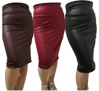women soft pu leather skirt high waist slim hip waist faux synthetic leather bodycon office skirt ol midi skirt sexy clubwea