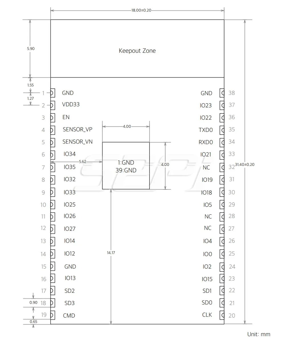 52Pi 5 шт./лот! ESP32 WROVER ESP 32 32S wrover 4 МБ модуль с 32mbits PSRAM|Аксессуары для демонстрационных