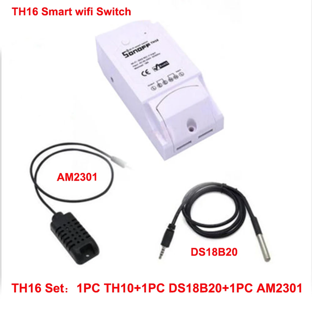 TH16 SET Sonoff TH16 умный Wifi переключатель мониторинг температуры и влажности беспроводной Wifi умный переключатель домашний комплект автоматизации - Комплект: TH16 SET