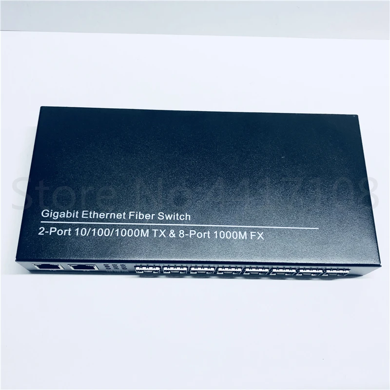 Коммутатор Ethernet 8SFP и 2UTP Gigabit волоконно-оптический медиаконвертер 8 * SFP 2 порта RJ45