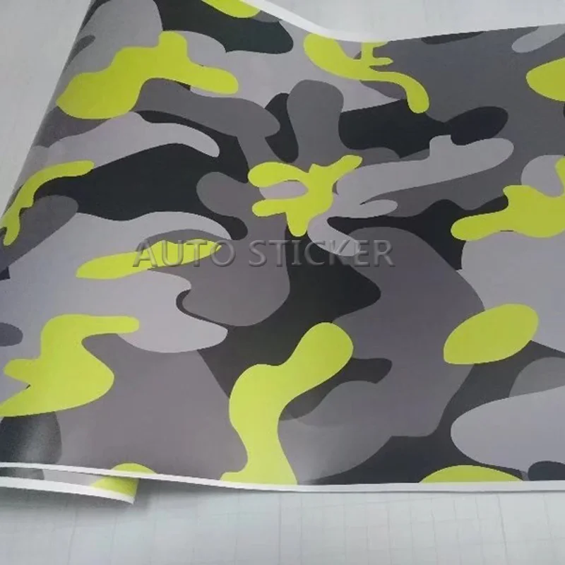 Желтая черная камуфляжная виниловая ПВХ-пленка для автомобиля серая наклейка