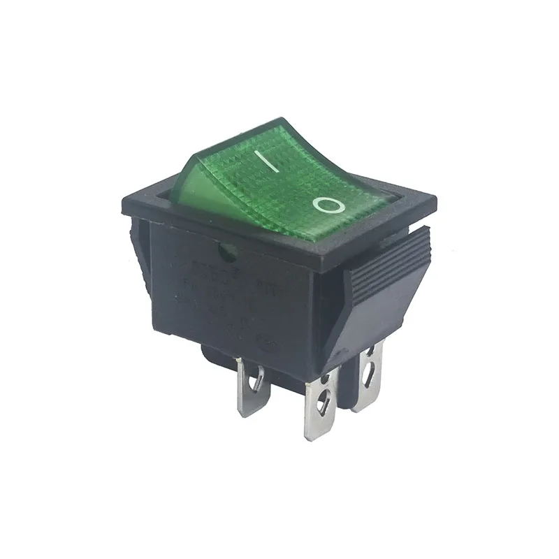 Зеленый 10 шт. 20 шт. KCD4 31*25 мм DPST 4PIN 16A/250 в красный/зеленый Кнопка ВКЛ/ВЫКЛ положение оснастки лодка кулисный переключатель медные ножки - Цвет: Зеленый