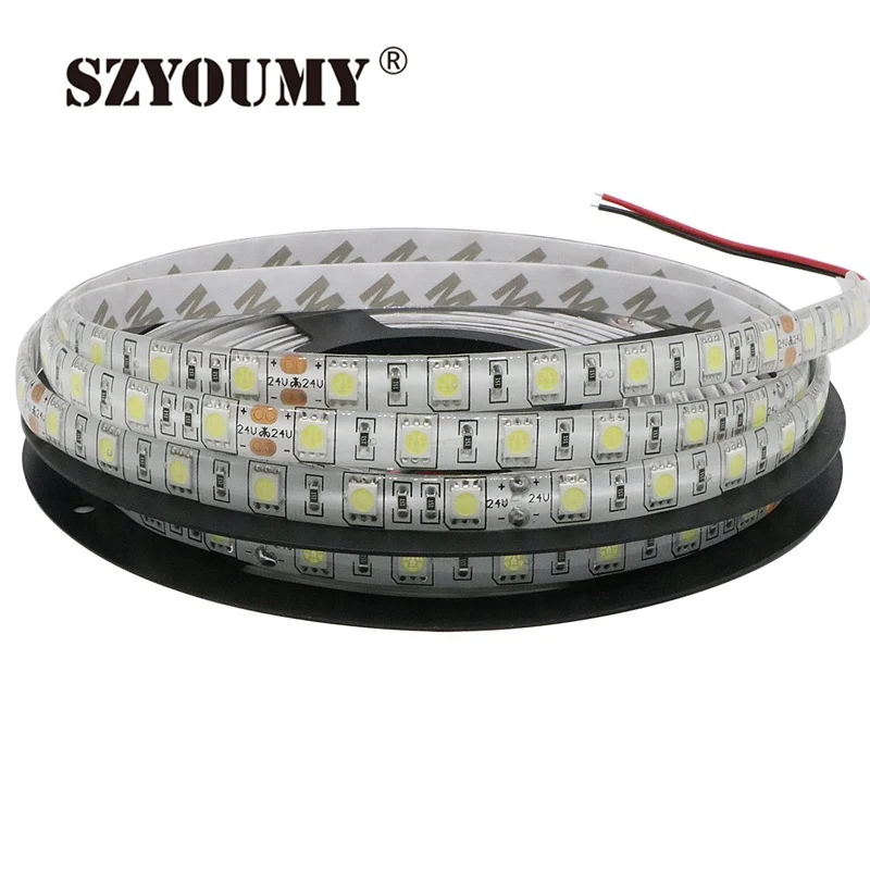 SZYOUMY 100 метров Высококачественная Светодиодная лента 5050 SMD 24 В гибсветильник 60