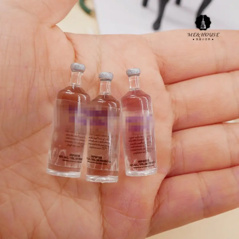 Diy кукольный домик мини бутылка минеральной воды миниатюрный ликер прозрачный винный орнамент водка украшение