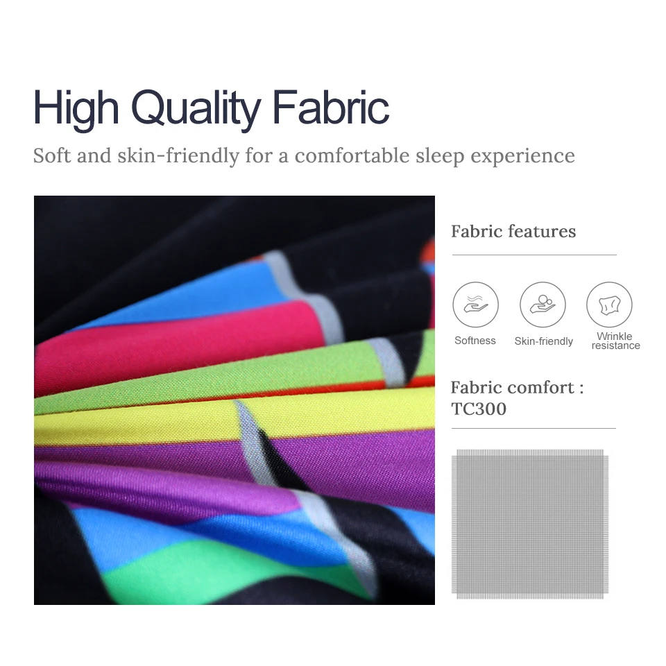 Комплект постельного белья с разноцветными буквами в полоску цветочным рисунком