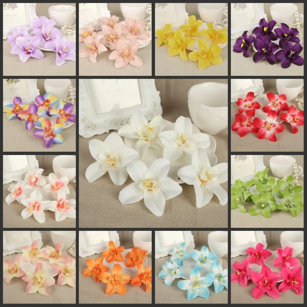 50 шт. 3 дюймовые искусственные шелковые цветы Cattleya hybrida цветочный Декор для дома и