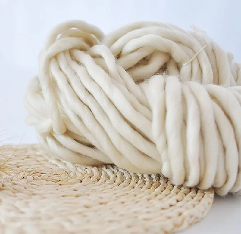 light beige Горячая Распродажа супер Толстая шерстяная пряжа объемная ровинг большое ручное вязание одеяло пряжа для спиннинга ручная вязка крючком - Цвет: light beige